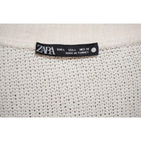 Zara Mesh Openwork V-neck Solid Cotton Knit Vest Used L - Picture 4 of 14